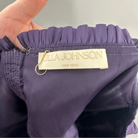 Ulla Johnson Purple Mia Ruched Satin Peplum Blouse - Picture 10 of 13